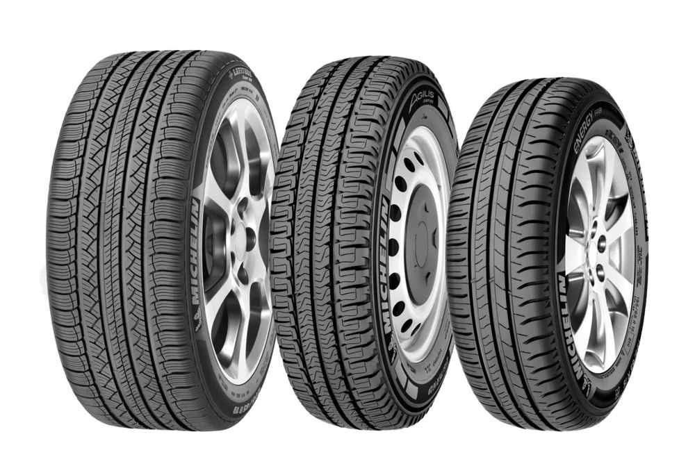 Three car tyres
